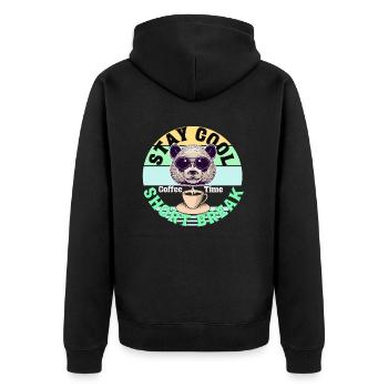 Kaffee Panda Coffee Break Time Kaffee Pause - Unisex Premium Organic Zip Hoodie - black - Back - Nico (187cm)