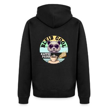 Kaffee Panda Coffee Break Time Kaffee Pause - Unisex Premium Bio Zip Hoodie - Schwarz - Hinten - Nico (187cm)