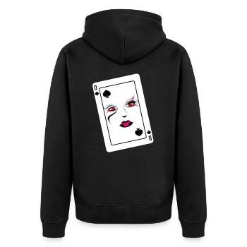 Poker Pik Dame Player Design - Unisex Premium Organic Zip Hoodie - black - Back - Nico (187cm)