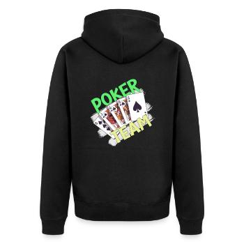 Poker Team Shirt shows that you belong together - Unisex Premium Organic Zip Hoodie - black - Back - Nico (187cm)