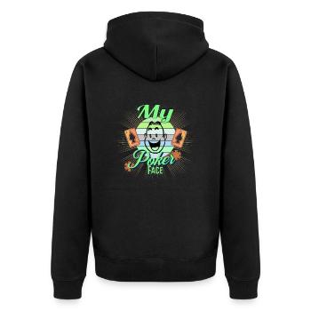 Poker Face - Unisex Premium Organic Zip Hoodie - black - Back - Nico (187cm)