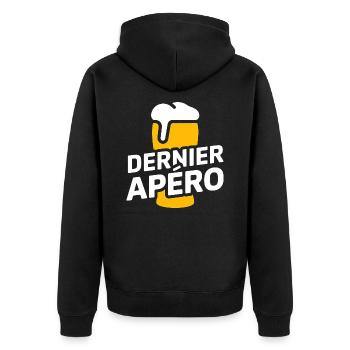 Last aperitif – stag party - Unisex Premium Organic Zip Hoodie - black - Back - Nico (187cm)