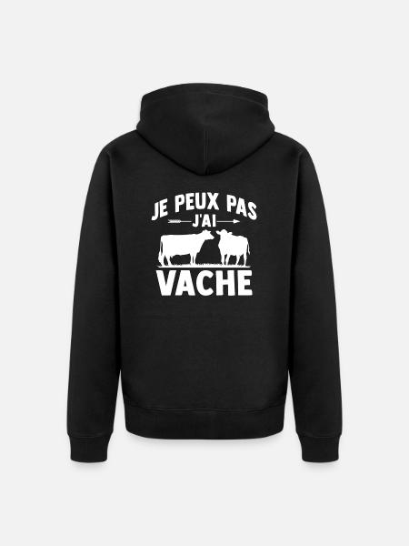 j'peux pas j'ai vache - Veste à capuche bio Premium Unisexe - noir
