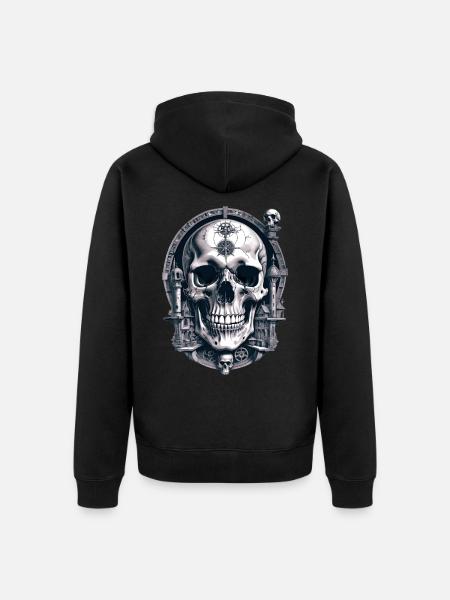 Skull - Unisex Premium Organic Zip Hoodie - black