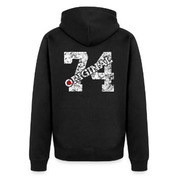 52. GEBURTSTAG 52 JAHRE ORIGINAL 1974 - Unisex Premium Bio Zip Hoodie - Schwarz - Hinten - Nico (187cm)