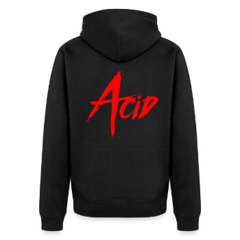 ACID - Unisex Premium Bio Zip Hoodie - Schwarz - Hinten - Nico (187cm)
