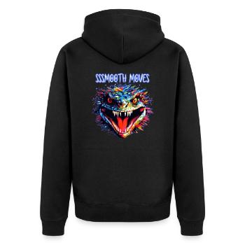 Schlangengesicht, Reptil , Sanfte Bewegungen - Unisex Premium Bio Zip Hoodie - Schwarz - Hinten - Nico (187cm)