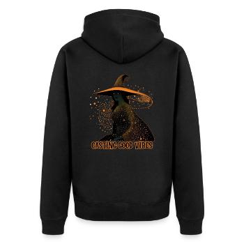 Hexen-Casting-Vibes, Halloween - Unisex Premium Bio Zip Hoodie - Schwarz - Hinten - Nico (187cm)