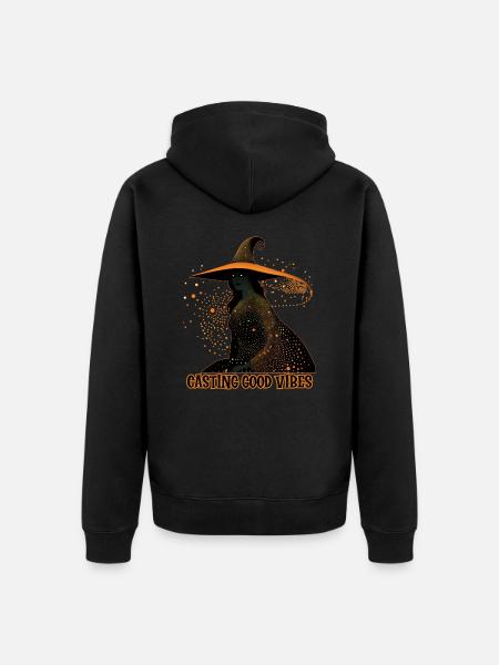 Witch Casting Vibes, Halloween - Unisex Premium Organic Zip Hoodie - black
