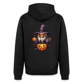 pumpkin skeleton witch - Unisex Premium Organic Zip Hoodie - black - Back - Nico (187cm)