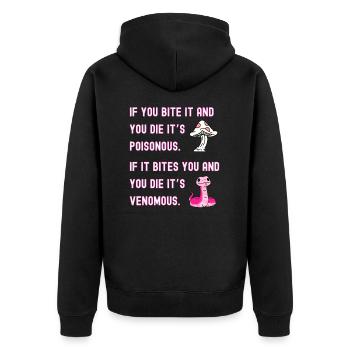 Poisonous vs Venomous - Unisex Premium Organic Zip Hoodie - black - Back - Nico (187cm)
