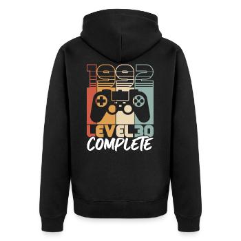 30 Birthday Born 1992 Level 30 Complete - Unisex Premium Organic Zip Hoodie - black - Back - Nico (187cm)