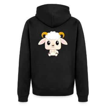 Niedliche Baby-Ziege-Cartoon - Unisex Premium Bio Zip Hoodie - Schwarz - Hinten - Nico (187cm)