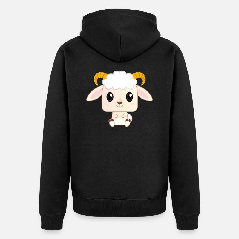 Dessin animé mignon bébé chèvre - Veste à capuche bio Premium Unisexe - noir
