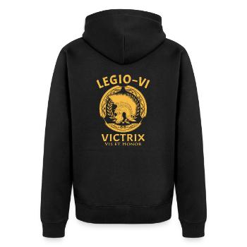 Legio VI Victrix - Unisex Premium Bio Zip Hoodie - Schwarz - Hinten - Nico (187cm)