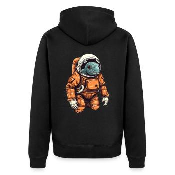 Coole Schildkröte als Astronaut mit Anzug - Unisex Premium Bio Zip Hoodie - Schwarz - Hinten - Nico (187cm)