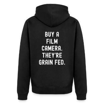 Film Camera funny gift for photographer - Unisex Premium Organic Zip Hoodie - black - Back - Nico (187cm)