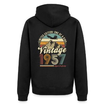 Vintage 1957 Vintage Anniversaire Rétro Cadeau - Veste à capuche bio Premium Unisexe - noir - Dos - Nico (187cm)