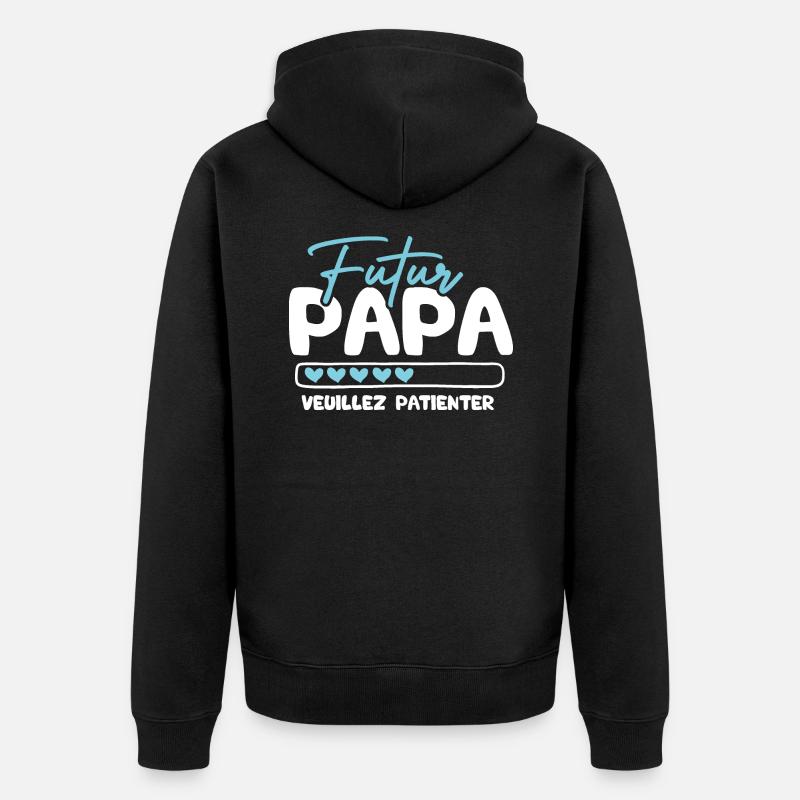 Futur papa veuillez patienter - Veste à capuche bio Premium Unisexe - noir