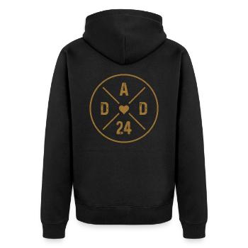 Papa 24 Descendance Père Bébé Annonce Papa 2024 - Veste à capuche bio Premium Unisexe - noir - Dos - Nico (187cm)