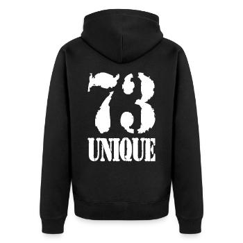 73 - Unisex Premium Bio Zip Hoodie - Schwarz - Hinten - Nico (187cm)