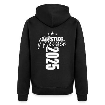 Meister 2025 - Unisex Premium Bio Zip Hoodie - Schwarz - Hinten - Nico (187cm)