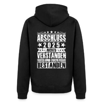 Abschluss 2025 - Unisex Premium Bio Zip Hoodie - Schwarz - Hinten - Nico (187cm)