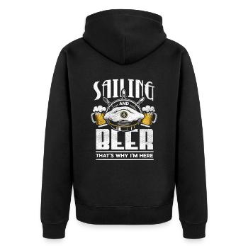 SAILING AND BEER FUNNY SAILOR SAILBOAT GIFT - Unisex Premium Organic Zip Hoodie - black - Back - Nico (187cm)