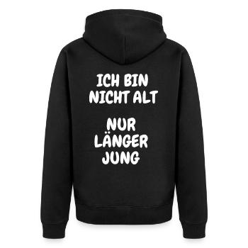 Ich bin nicht Alt nur länger Jung Lustig Geschenk - Unisex Premium Bio Zip Hoodie - Schwarz - Hinten - Nico (187cm)