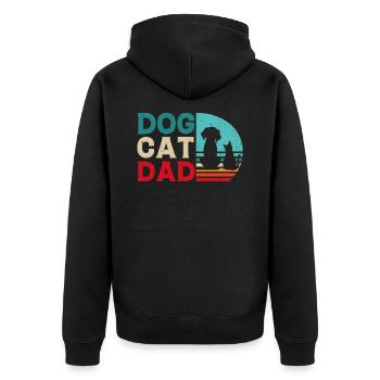 Cat Dog Dad Gift Shirt - Unisex Premium Organic Zip Hoodie - black - Back - Nico (187cm)