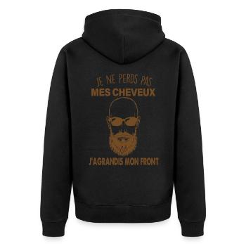Homme sans cheveux citation chauve chauve - Veste à capuche bio Premium Unisexe - noir - Dos - Nico (187cm)