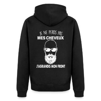 Homme chauve j'agrandis mon front - Veste à capuche bio Premium Unisexe - noir - Dos - Nico (187cm)