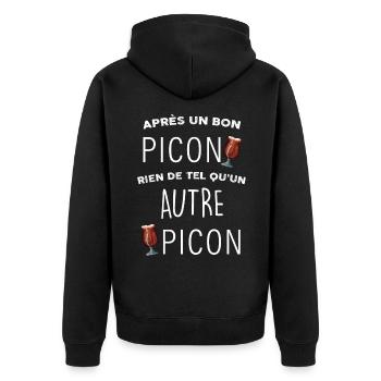 Apres un bon picon cadeau pour mon papa, papy - Veste à capuche bio Premium Unisexe - noir - Dos - Nico (187cm)