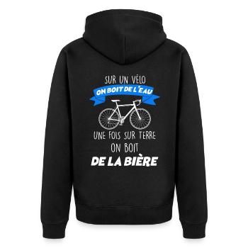 Cycliste vélo passion humour - Veste à capuche bio Premium Unisexe - noir - Dos - Nico (187cm)