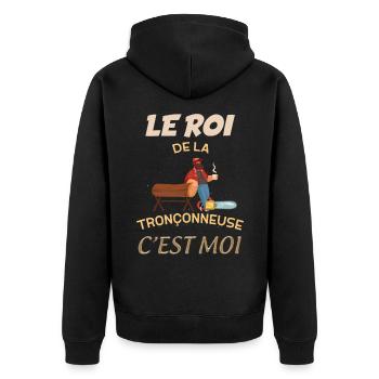 Le Roi de la tronçonneuse c'est moi, humour métier - Veste à capuche bio Premium Unisexe - noir - Dos - Nico (187cm)