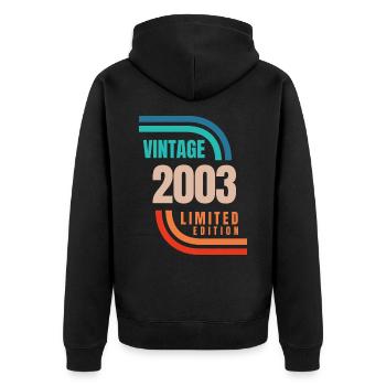 Vintage 2003 limited edition - Unisex Premium Organic Zip Hoodie - black - Back - Nico (187cm)