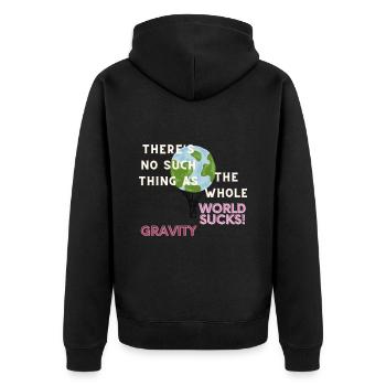 World sucks - Unisex Premium Bio Zip Hoodie - Schwarz - Hinten - Nico (187cm)