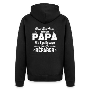 Papa Essayé de le Réparer, Cadeau Papa Bricoleur - Veste à capuche bio Premium Unisexe - noir - Dos - Nico (187cm)