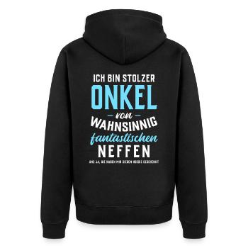 Stolzer Onkel von fantastischen Neffen - Hoodie - Unisex Premium Bio Zip Hoodie - Schwarz - Hinten - Nico (187cm)