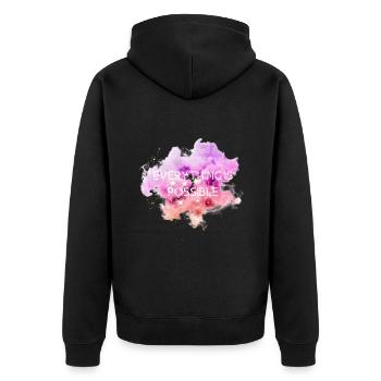 Everything is possible - Unisex Premium Organic Zip Hoodie - black - Back - Nico (187cm)