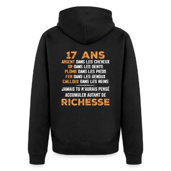 17 Ans Cadeau D'anniversaire Drôle Cadeau 17 ans - Veste à capuche bio Premium Unisexe - noir - Dos - Nico (187cm)