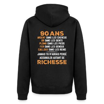 90 Ans Cadeau D'anniversaire Drôle Cadeau 90 ans - Veste à capuche bio Premium Unisexe - noir - Dos - Nico (187cm)