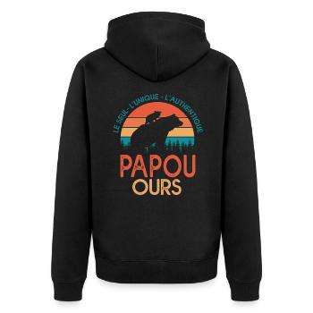 papou ours Cadeau Tshirt papa ours grand père papy - Veste à capuche bio Premium Unisexe - noir - Dos - Nico (187cm)