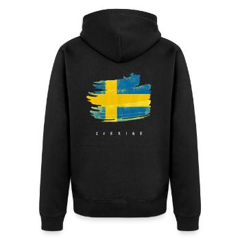Schweden schwedische Flagge Wasserfarben - Unisex Premium Bio Zip Hoodie - Schwarz - Hinten - Nico (187cm)