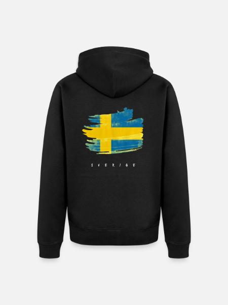 Suède Drapeau suédois Aquarelles - Veste à capuche bio Premium Unisexe - noir