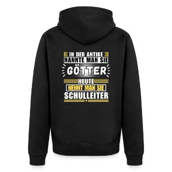 Götter in der Antike. Heute Schulleiter - Unisex Premium Bio Zip Hoodie - Schwarz - Hinten - Nico (187cm)