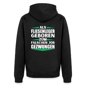 Tiler landed in the wrong job - Unisex Premium Organic Zip Hoodie - black - Back - Nico (187cm)