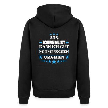 Traiter avec d’autres êtres humains en tant que journaliste. - Veste à capuche bio Premium Unisexe - noir - Dos - Nico (187cm)