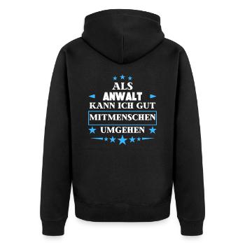 Traiter avec d’autres êtres humains en tant qu’avocat. - Veste à capuche bio Premium Unisexe - noir - Dos - Nico (187cm)