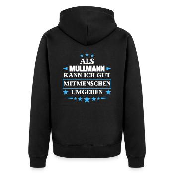 En tant qu’éboueur, il contourne les autres êtres humains. - Veste à capuche bio Premium Unisexe - noir - Dos - Nico (187cm)